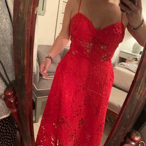 Red Allen Shwarts dress